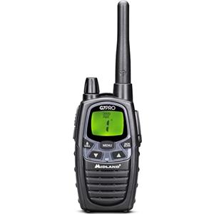 Midland - Walkie Talkie G7 PRO, Ricetrasmittenti Professionali Softair e Outdoor, 85 Canali - 16 PMR446/69 LPD Senza Licenza, Copertura 10 Km, Autonomia 18 Ore, 4 Batterie Ricaricabili e Accessori