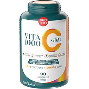 ERBA VITA VitaC 1000 Retard - 90 Compresse Vitamina C - Integratore alimentare a base di vitamina C a rilascio prolungato di 8 ore per un assorbimento graduale