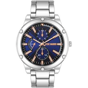 Steve Madden Orologio da braccialetto maschile, Blu/Argento
