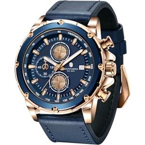 BENYAR BY Orologio da uomo al quarzo analogico in acciaio inossidabile cinturino Timing Date Display impermeabile luminoso orologio Business Casual Sports Watch Fashion Holiday regalo per il padre
