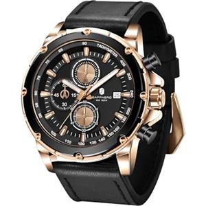 BENYAR BY Orologio da uomo al quarzo analogico in acciaio inossidabile cinturino Timing Date Display impermeabile luminoso orologio Business Casual Sports Watch Fashion Holiday regalo per il padre