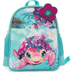 Go Pop - Zainetto Asilo Turtle Bloom Con Ampio Comparto Centrale, Tirazip Personalizzato, Spallacci Imbottiti E Maniglia Dim. 25,5 X 34,5X11,5 Cm