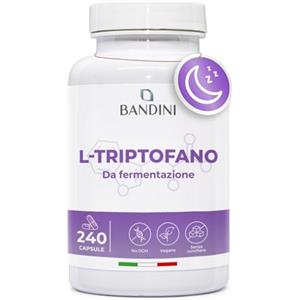 Bandini® L-Triptofano 240 Capsule (Scorta di 8 Mesi), Triptofano 500mg, Integratore per Dormire e Migliorare la Qualità del Sonno, Rilassante, Antistress per Addormentarsi, 100% Vegano