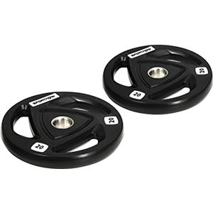 SPORTNOW Set di 2 Dischi Pesi 2x20kg in Acciaio con Rivestimento in Gomma, Foro Ø5cm per Bilanciere e Impugnature per Uso Manuale