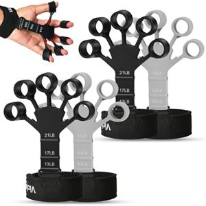 Vicloon Finger Exerciser, Set di 2 Rafforza Dita Forza di Allenamento Regolabile 6.6-21LB, Gripper Strength Trainer Esercitatore Presa per Allenamento di Resistenza