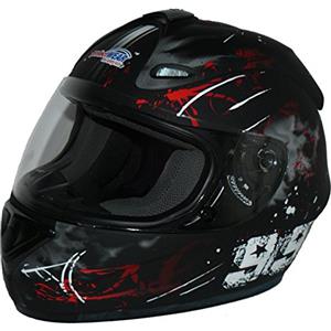 protectWEAR Casco moto nero opaco rosso strade design con visiera FS-801-99R - L