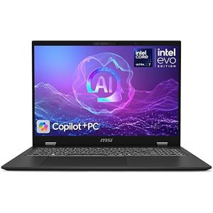 msi Prestige 16 AI+ Evo B2VMG-024IT Notebook Copilot+ 16" OLED UHD+ 60Hz, Intel Core Ultra 7 258V, Intel Arc, RAM 32GB LPDDR5X 8533MHz, 1TB SSDPCIe4, 99Whr, Win 11 Home [Layout e Garanzia ITA]