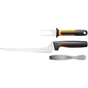 Fiskars Set per preparare il pesce, Functional Form, Incl. Coltello per sfilettare, forchettone da pesce e pinze per pesce, Acciaio inox giapponese/Plastica, 1057560