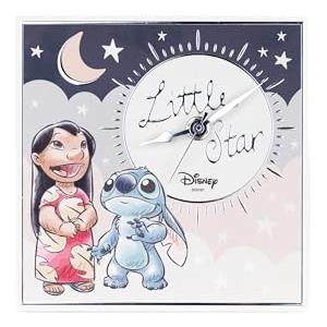 VALENTI & CO. - Disney Lilo e Stitch - Orologio da tavolo o da appendere in legno con dettagli in argento - Idea Regalo Neonato o Regalo Battesimo - Orologio da parete per cameretta bambini