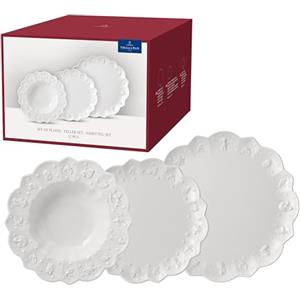 Villeroy & Boch - Toy's Delight Royal Classic Piatti Set 12 Pezzi Bianco, Lavabile in Lavastoviglie, Adatto per Microonde, Set di Stoviglie, Servizio Piatti 4 Persone, Xmas, Natale, Porcellana Premium