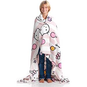 Kanguru - Soffice plaid divano in microfibra Hello Kitty Rosa, morbido pile, 130x170 cm, Simpatico copriletto singolo bambina, idea regalo Natale o Compleanno per tutti, amica, figlia pigiama party