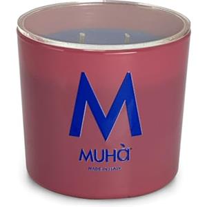 MUHA' | Candela Profumata in Vetro Rosa, Fragranza Lino e Cotone, Profumatore per Ambienti, Formato da 270 Gr