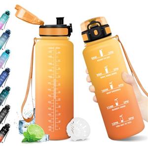 KollyKolla Borraccia 1.5L, Riutilizzabile, Bottiglia con Filtro, Borraccia con Indicatore del Tempo Motivazionale senza BPA, A Prova di Perdite, ideale per Adulti, Bambini, Scuola, Ufficio