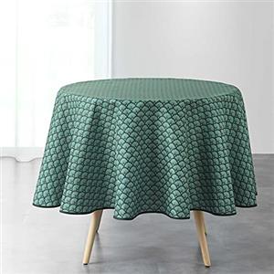douceur d'intérieur, Artchic - Tovaglia rotonda (diametro 180 cm) in poliestere stampato, colore: Verde