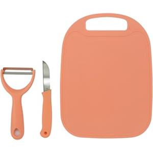 Fackelmann Set da Cucina in Plastica, Tagliere Antiscivolo, Coltellino Multiuso e Pelaverdure Ergonomico per Tagliare, Sbucciare e Affettare con Precisione