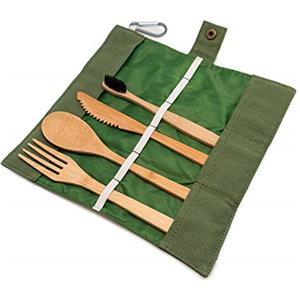 Nerthus FIH 654 set posate bambù portatile riutilizzabile ecologico
