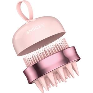SHINLEA Massaggiatore per Cuoio Capelluto, Spazzola Shampoo 2 in 1 in Silicone, Massaggiatore per Capelli che Promuove la Crescita e Riduce la Forfora, per Uso Asciutto e Bagnato (Rosa)