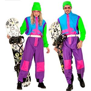 W WIDMANN MILANO Party Fashion - Tuta da sci costume per donna e uomo, tuta con cintura, design retrò per carnevale e feste après-ski