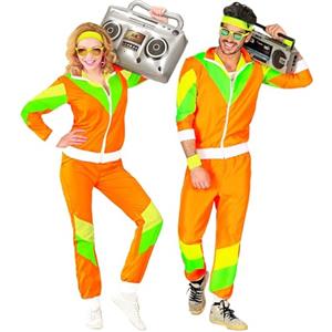 W WIDMANN MILANO Party Fashion - Tuta da ginnastica, giacca e pantaloni, outfit anni '80, tuta da jogging per carnevale e feste