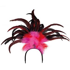 Boland 52283 - Fascia per capelli Rio, con piume, Taglia unica, Rosa/Rosso