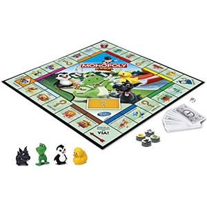 Monopoly Hasbro Gaming Monopoly Junior Gioco da Tavolo Versione 2019 per 2-4 Giocatori, Giochi per Bambini e Bambine da 5 Anni in Su con Personaggi di Fantasia