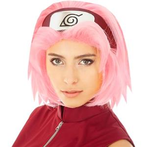 Chaks - Parrucca Sakura Haruno da donna, accessorio ufficiale per costume Naruto, caschetto rosa, cosplay anime, carnevale e Comic Con