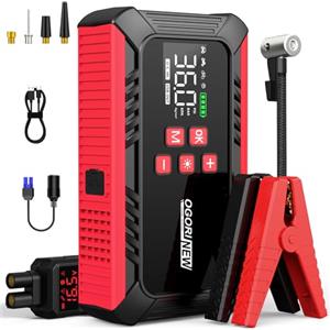 OGORI NEW Booster Avviamento Auto con Compressore,Avviatore Batteria Auto 7000A,12V Starter Batteria Auto (8.0L Diesel/10.0L Benzina),Booster Batteria Auto Portatile con Torcia a LED, Display LCD