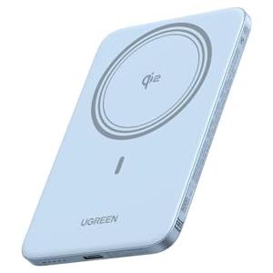 UGREEN MagFlow Air Qi2 15W Batteria Esterna Ultrasottile 5000mAh Cavo USB C PD 20W Compatibile con MagSafe per iPhone 17 16 15 14 13 12 Air Plus Pro Max Power Bank Carica Magnetica (Blu)