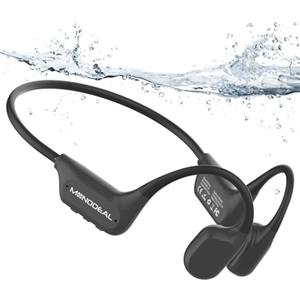 MONODEAL Cuffie Conduzione Ossea Subacquee per Piscina IPX8 Impermeabile Bluetooth 6.0 Auricolari MP3 Subacqueo 16G Auricolari Sport per Nuoto, Corsa