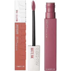 Maybelline New York SuperStay Matte Ink Tinta Labbra Colore 15 Lover + Maybelline New York SuperStay Matte Ink Tinta Labbra Colore 65 Seductress - 2 Rossetti con Applicatore a Punta