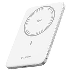 UGREEN MagFlow Air Qi2 15W Batteria Esterna Ultrasottile 5000mAh Cavo USB C PD 20W Compatibile con MagSafe per iPhone 17 16 15 14 13 12 Air Plus Pro Max Power Bank Carica Magnetica (Bianco)