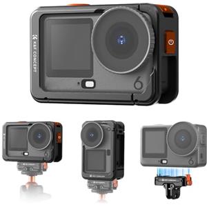 K&F CONCEPT Cage + Kit Sgancio Rapido Pieghevole Compatibile con DJI Osmo Action 6, Slitta Fredda, Vite 1/4", per Treppiede e Selfie Stick