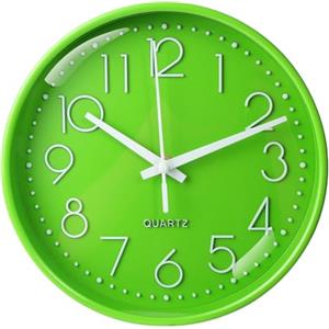 Aolso Orologio da Parete Silenzioso Senza ticchettio, Orologio da Parete Rotondo Alimentato a Batteria, Design Moderno Decorativo al Quarzo per Interni, Cucina, Ufficio (Verde Scuro, 8 Pollici)