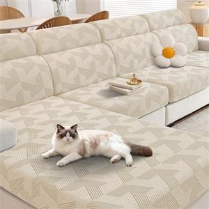 CYCMACO Copriseduta Divano Elasticizzato, Copricuscini Divano Da Soggiorno Universale, Copridivano Cuscini Separati, antiscivolo, Antimacchia, Super Morbido, Lavabili(1 Posto*2, Beige)