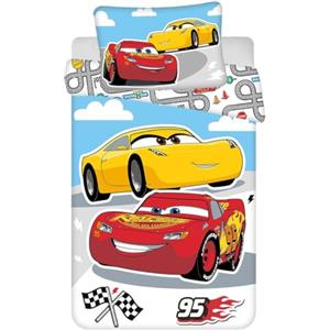 Jerry Fabrics Biancheria da letto reversibile per bambini Disney Cars, copripiumino Saetta McQueen Red Cruz Ramirez 100 x 135 cm + federa 40 x 60 cm, 100% cotone