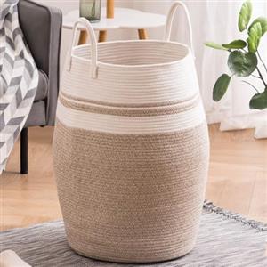 YOUDENOVA Cesto Biancheria Sporca, Intrecciato Cesta Portabiancheria Sporca Grande da 105L, Cesto Portabiancheria Intrecciato Grande con Manico