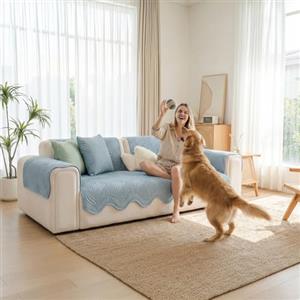 TOPCHANCES Copridivano 3 Posti Velluto Seta Ghiacciata,2026 Universale Copridivani,Copri Divani Antiscivolo,Ghiacciato e Fresco,Antigraffio Gatto,Soft Sofa Seat Cover Lavabili(Blu 90×210cm,1Pc)