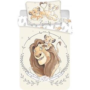 Disney, Il Re Leone, Simba e Mufasa, set di biancheria per lettino, copripiumino e federa, 100% cotone, 100 x 135 cm