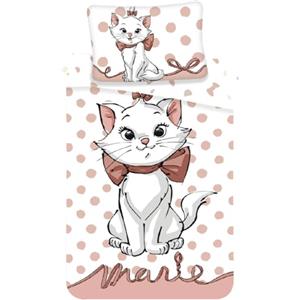 Jerry fabrics Biancheria da letto per bambini Marie Cat Aristocats Gatto Multicolore a pois Copripiumino 100 x 135 cm, Federa 40 x 60 cm, 100% Cotone