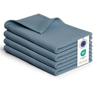 Blumtal strofinacci cucina cotone 50x70cm in set da 4 - stracci cucina 100% cotone - canovacci cucina cotone lavabili a 60°C - asciugamani cucina con design a waffle - strofinacci da cucina - in blu