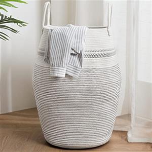 YOUDENOVA Cesto Biancheria Sporca, Intrecciato Cesta Portabiancheria Sporca Grande da 105L, Cesto Portabiancheria Intrecciato Grande con Manico