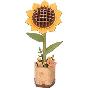 Rolife 3D Puzzle Mazzo di Fiori in Legno Bloom Kit Modello Artigianale per Adulti Fiori Eterni Regalo Romantico per Donne Mamma Natale/Compleanno/Valentino/Festa della Mamma (Girasole)