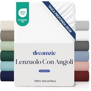 Dreamzie Coprimaterasso Matrimoniale 180 x 200 cm - Angoli da 35 cm per Materassi Spessi - 100% Microfibra - Bianco sporco, Certificato senza Prodotti Chimici (Oeko-TEX)