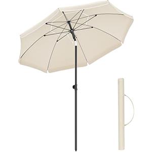 SONGMICS Ombrellone di 200 cm, UPF 50+, Inclinazione Bidirezionale a 30°, Altezza Regolabile, con Borsa da Trasporto, per Balcone Giardino Terrazzo Spiaggia, senza Base, Beige GPU65WTV1