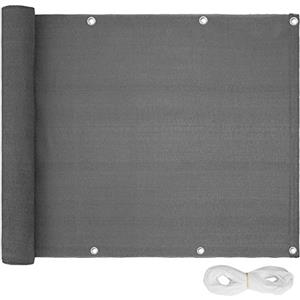 tectake® Telo Frangivista Balcone, Protezione Balcone, Telo Schermante Esterno, Copribalcone Antivento, Facile da Montare, Resistente Uv, Uso Esterno - Grigio, 500 x 90 cm