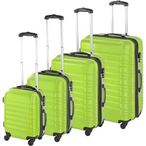 tectake® Set Valigie Trolley Rigide, 4 Valigie con Scocca in Plastica ABS, Rotelle Girevoli a 360°, Maniglia Telescopica in Alluminio, Serratura di Sicurezza a Combinazione - Verde