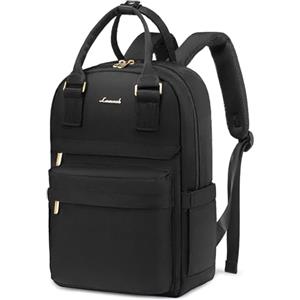 LOVEVOOK Borsa Zaino Donna, Zaino Viaggio Impermeabile Elegante, 14 Pollici Zainetto Ragazza Antifurto, Backpack Piccoli per Università Viaggio Lavoro Scuola Ufficio Shopping, Nero