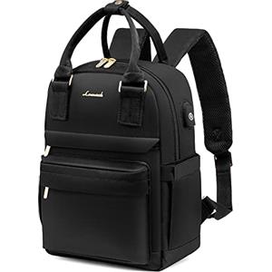 LOVEVOOK Borsa Zaino Donna, Zaino Viaggio Impermeabile Elegante con Porta USB, Mini Zainetto Ragazza Antifurto, Backpack Piccoli per Università Viaggio Lavoro Scuola Ufficio Shopping, Nero