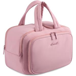 LOVEVOOK Beauty case da donna, grande, leggera, da viaggio, con scomparto bagnato, impermeabile, con manico per viaggi, vacanze, rosa scuro, L