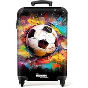NoBoringSuitcases.com Trolley Bagaglio a Mano 55x40x20 cm, Valigia 10 kg (Pallone da Calcio - Multicolore)